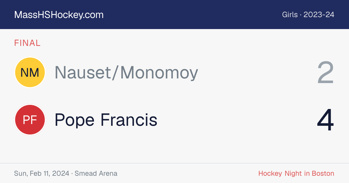 Nauset/Monomoy at Pope Francis score card
