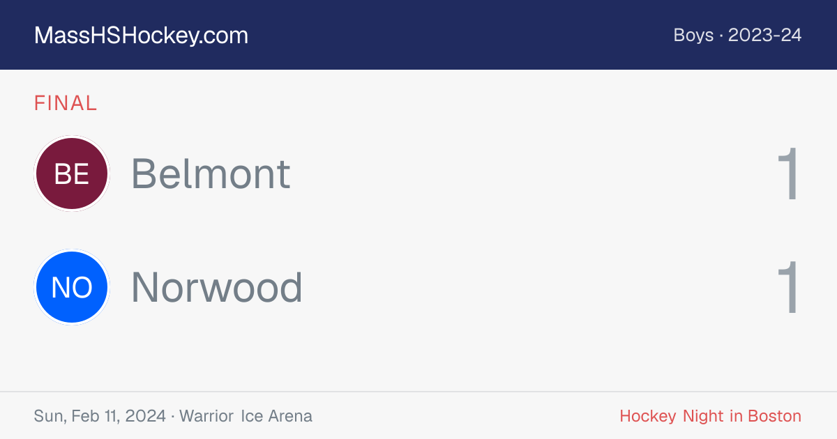 Belmont at Norwood score card