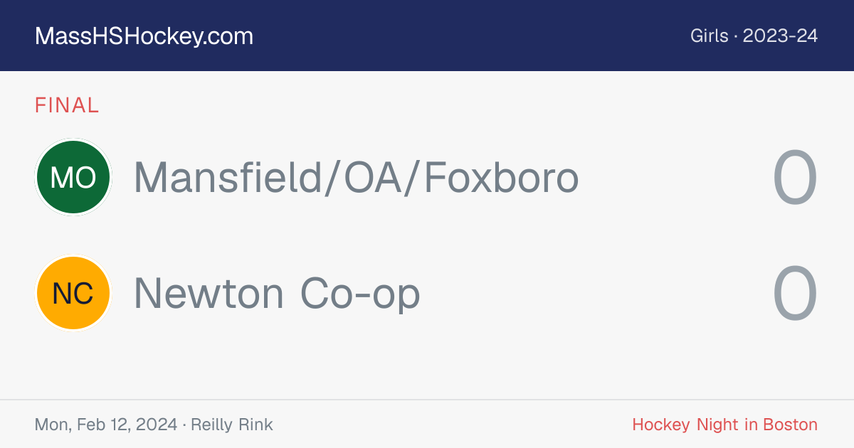 Mansfield/OA/Foxboro at Newton Co-op score card