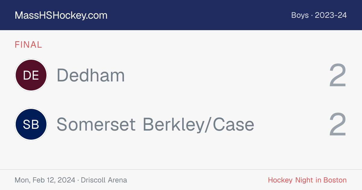 Dedham at Somerset Berkley/Case score card