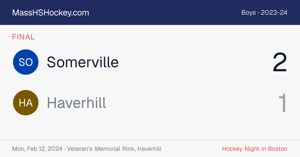 Somerville at Haverhill score card