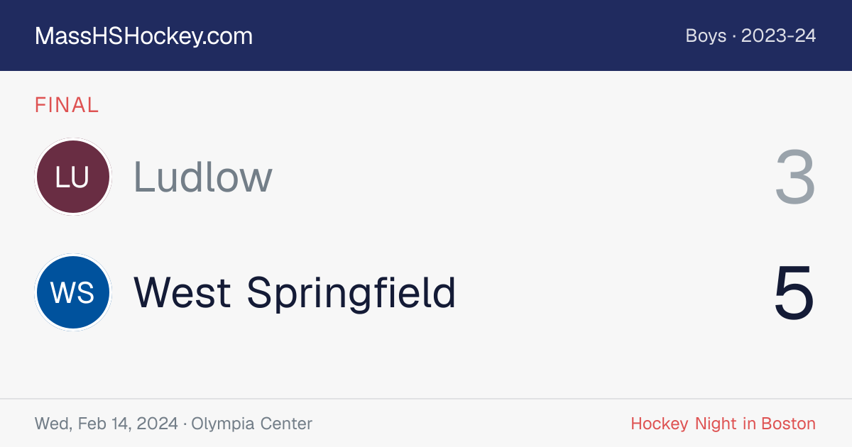 Ludlow at West Springfield score card