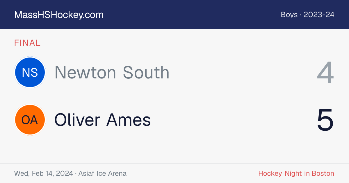 Newton South at Oliver Ames score card