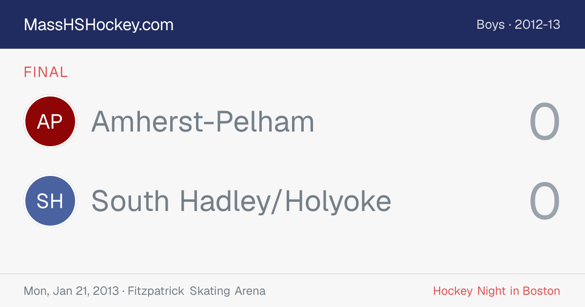 Amherst-Pelham at South Hadley/Holyoke score card
