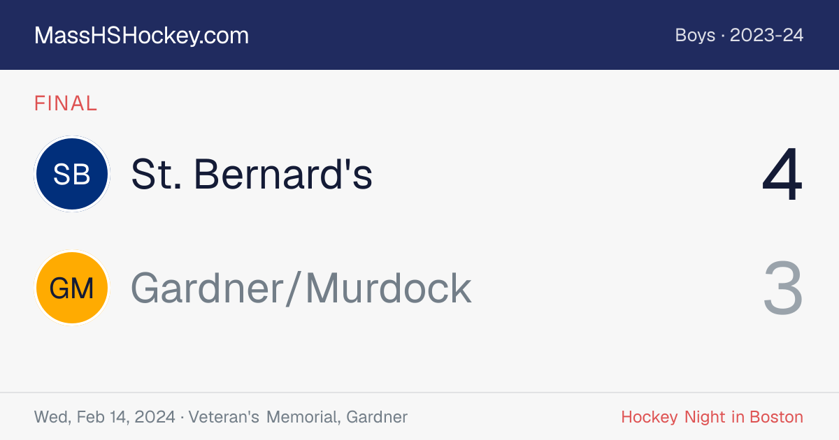 St. Bernard's at Gardner/Murdock score card