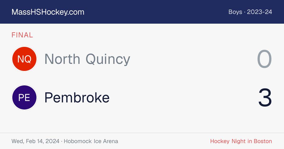 North Quincy at Pembroke score card