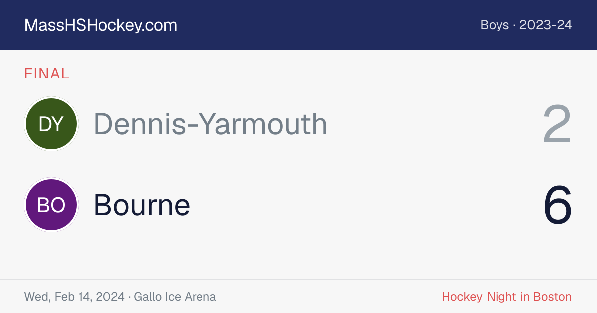 Dennis-Yarmouth at Bourne score card