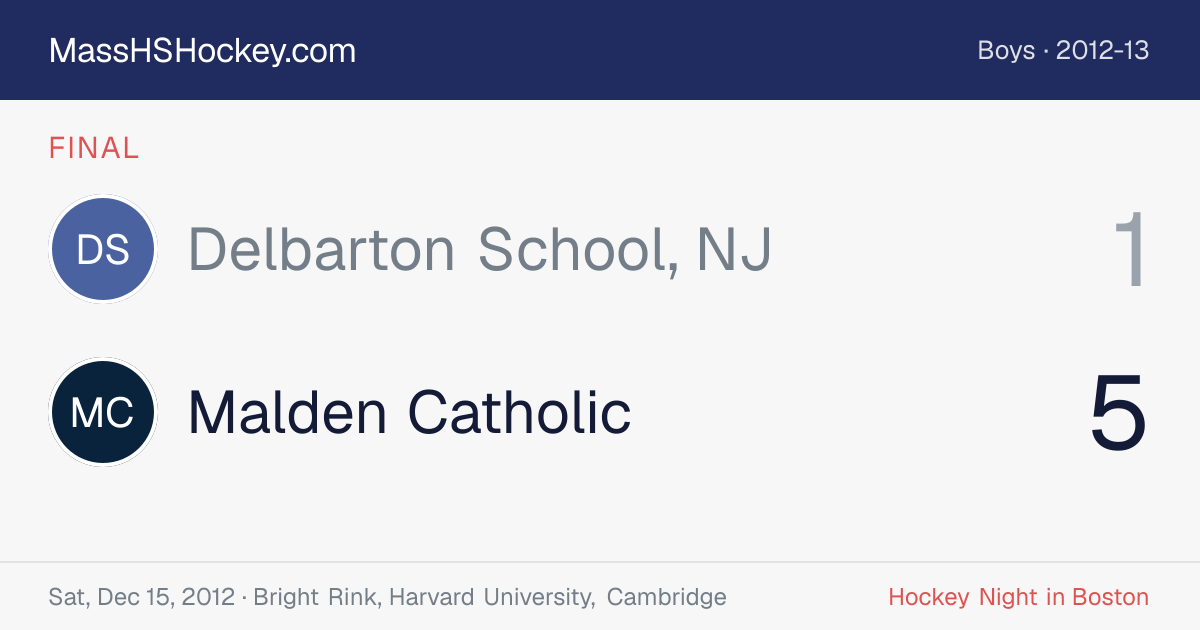 Delbarton School, NJ at Malden Catholic score card