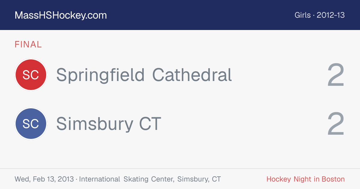 Springfield Cathedral at Simsbury CT score card
