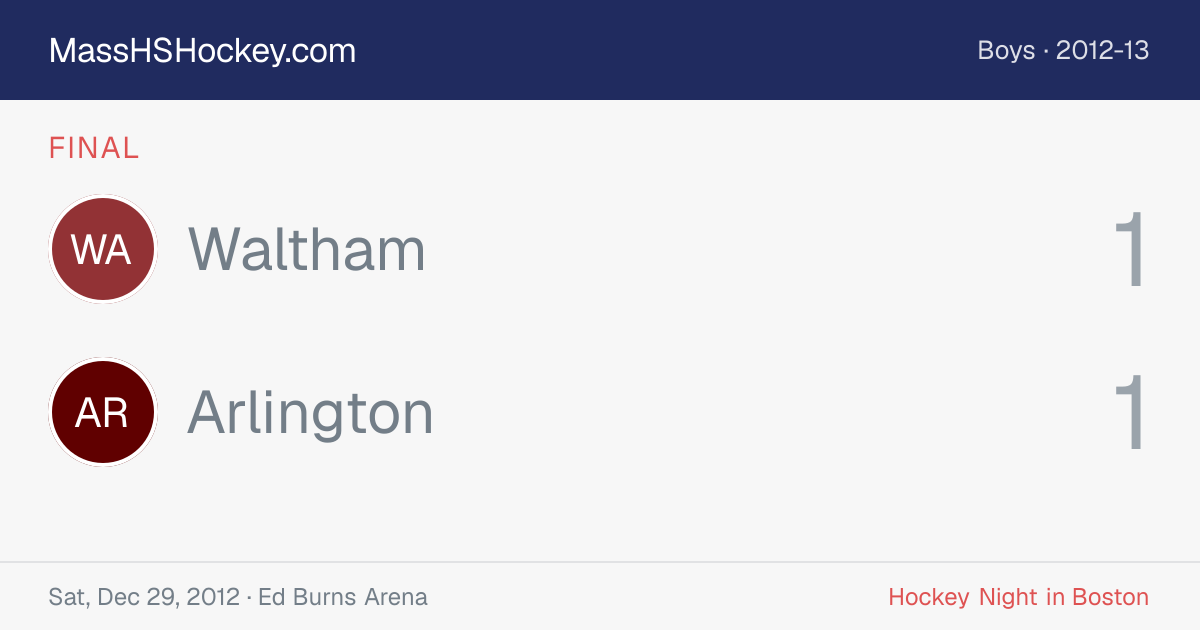 Waltham at Arlington score card