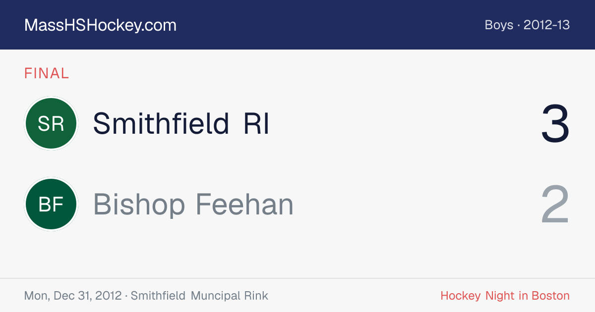Smithfield RI at Bishop Feehan score card
