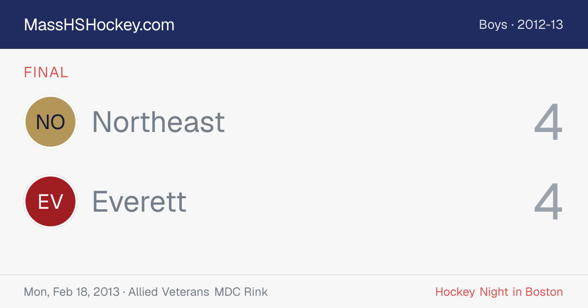 Northeast at Everett score card