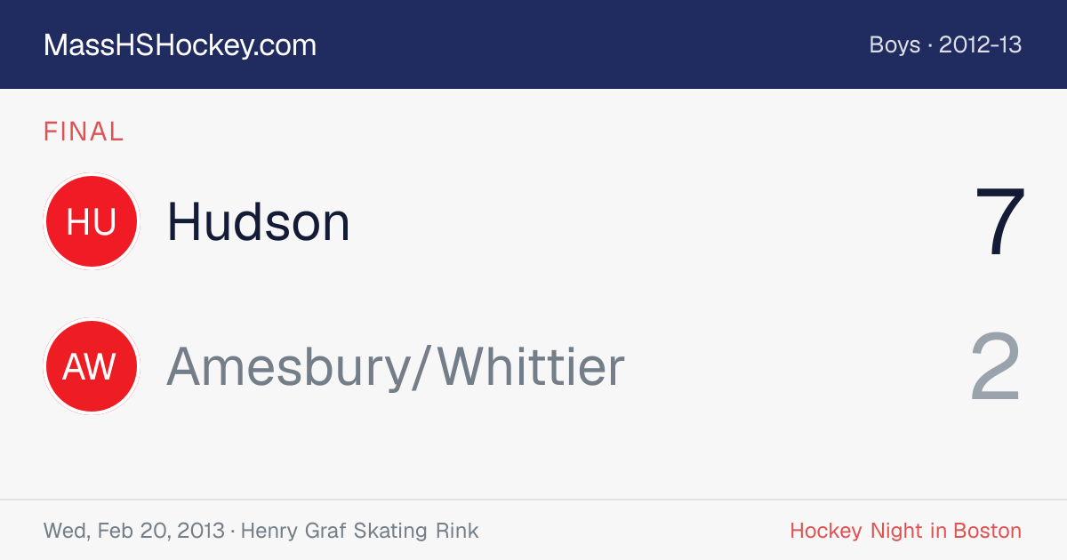 Hudson at Amesbury/Whittier score card