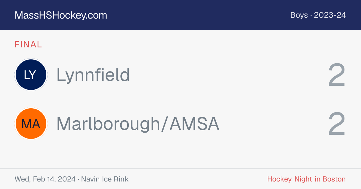 Lynnfield at Marlborough/AMSA score card