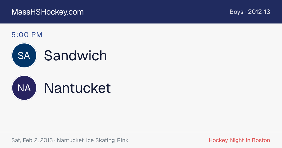 Sandwich at Nantucket score card