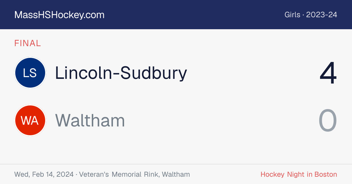 Lincoln-Sudbury at Waltham score card