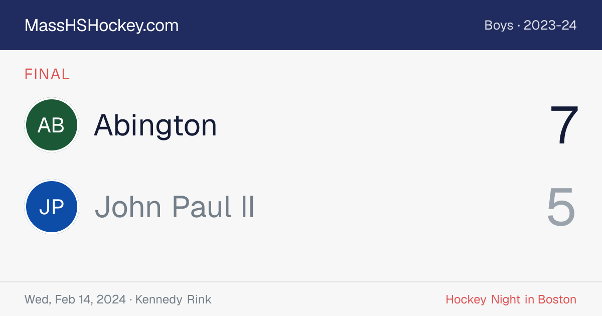 Abington at John Paul II score card
