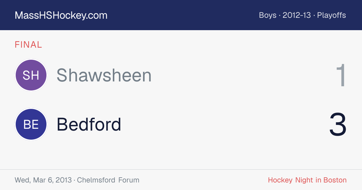 Shawsheen at Bedford score card
