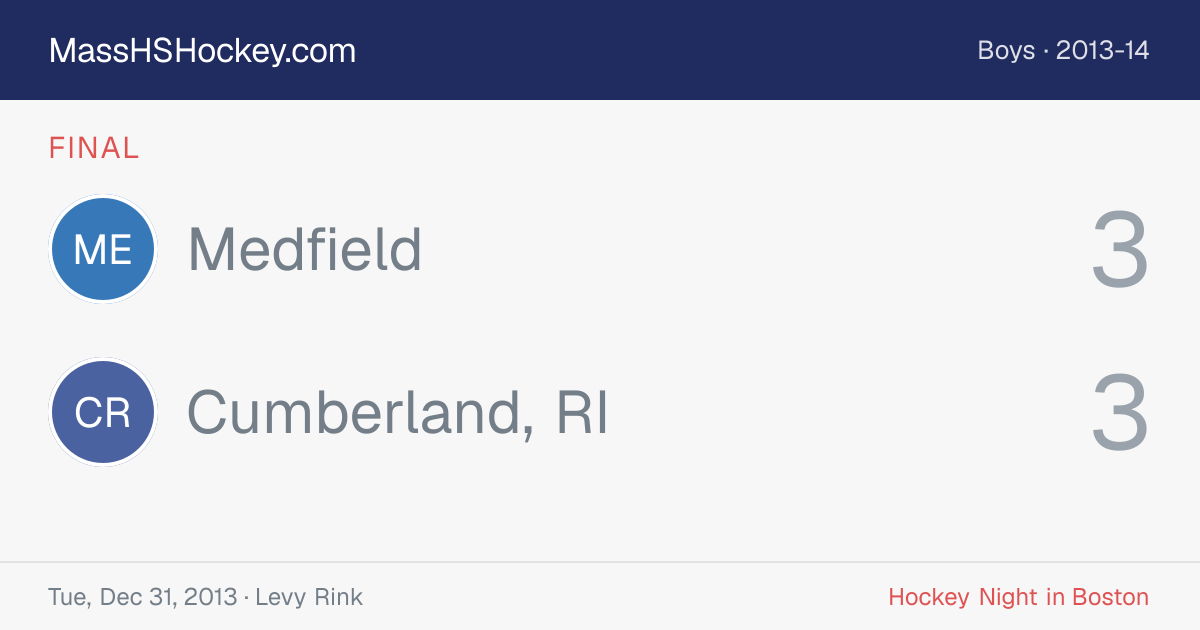 Medfield at Cumberland, RI score card