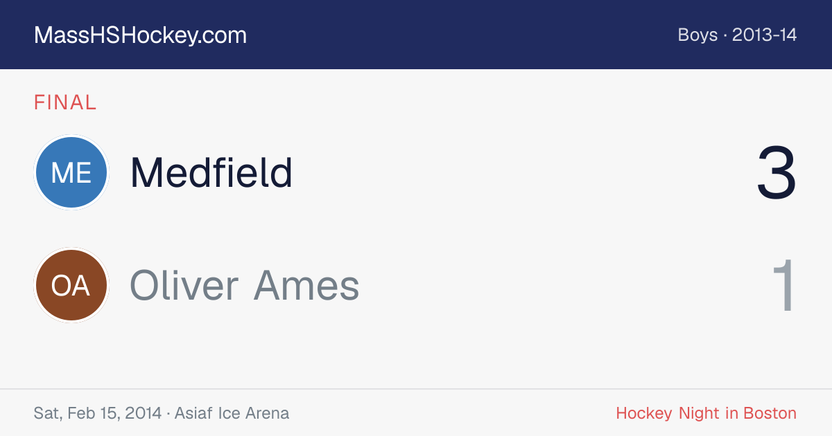 Medfield at Oliver Ames score card