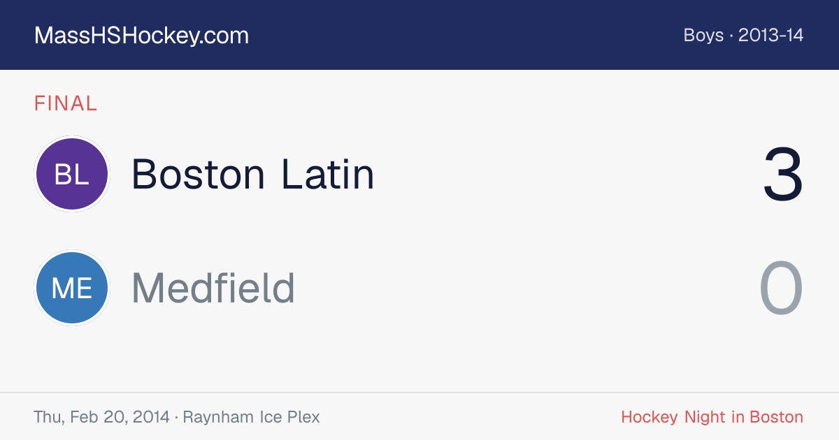 Boston Latin at Medfield score card