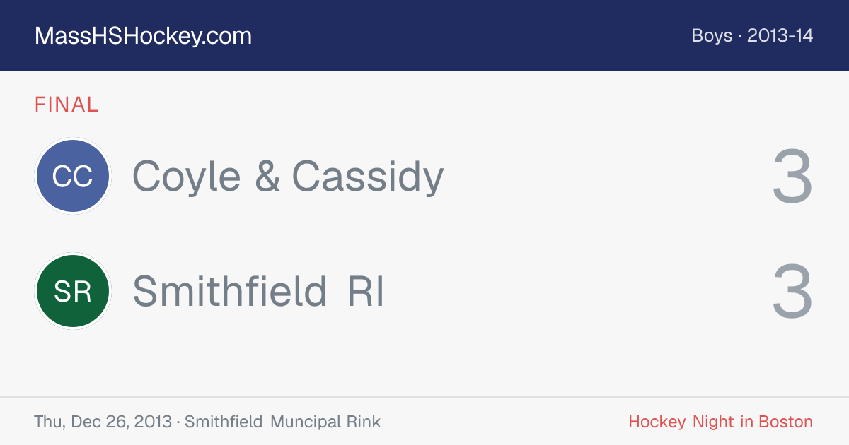 Coyle & Cassidy at Smithfield RI score card