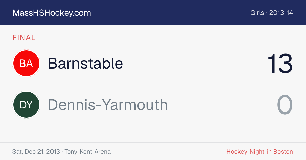 Barnstable at Dennis-Yarmouth score card