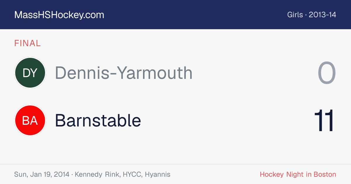 Dennis-Yarmouth at Barnstable score card
