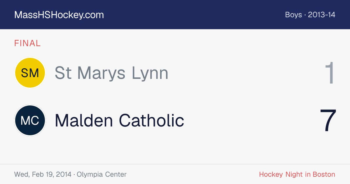 St Marys Lynn at Malden Catholic score card