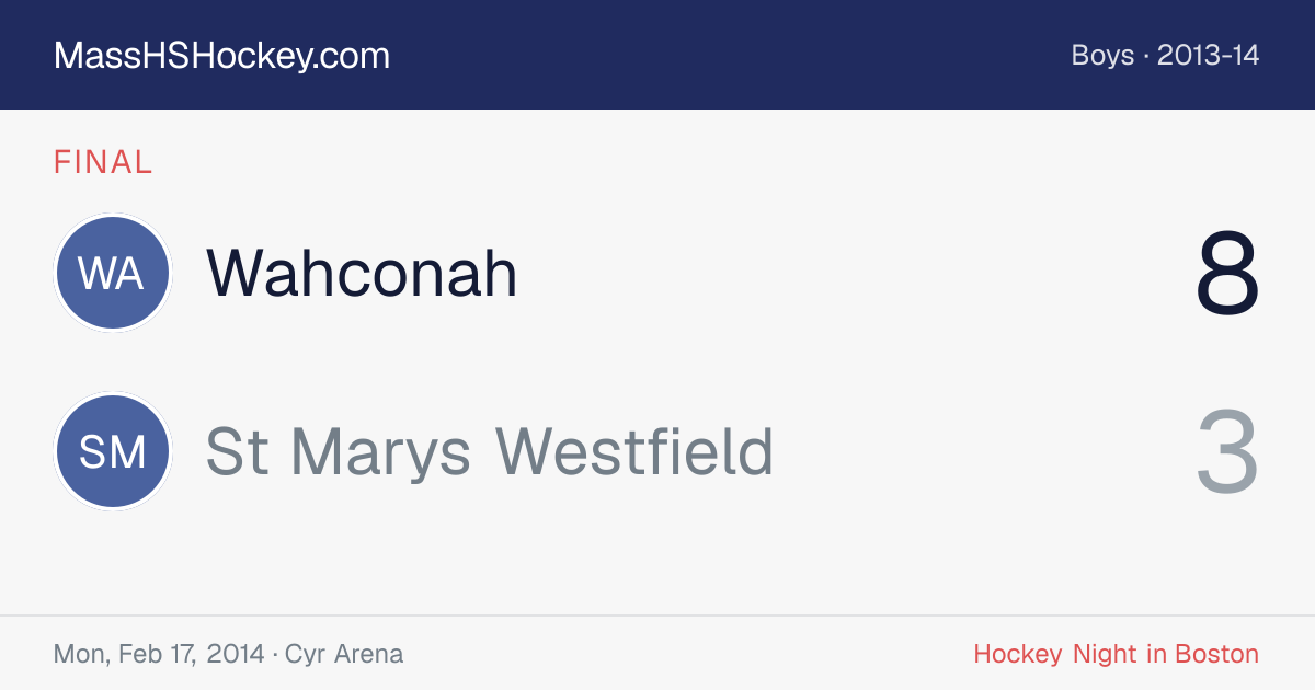 Wahconah at St Marys Westfield score card