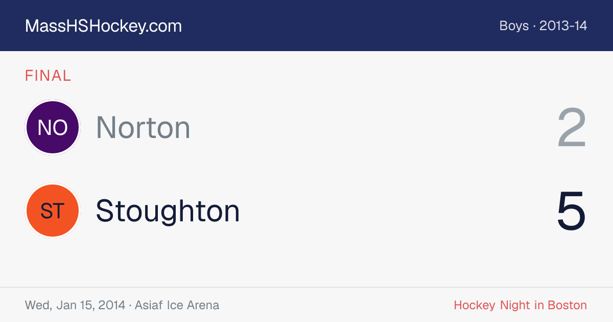 Norton at Stoughton score card