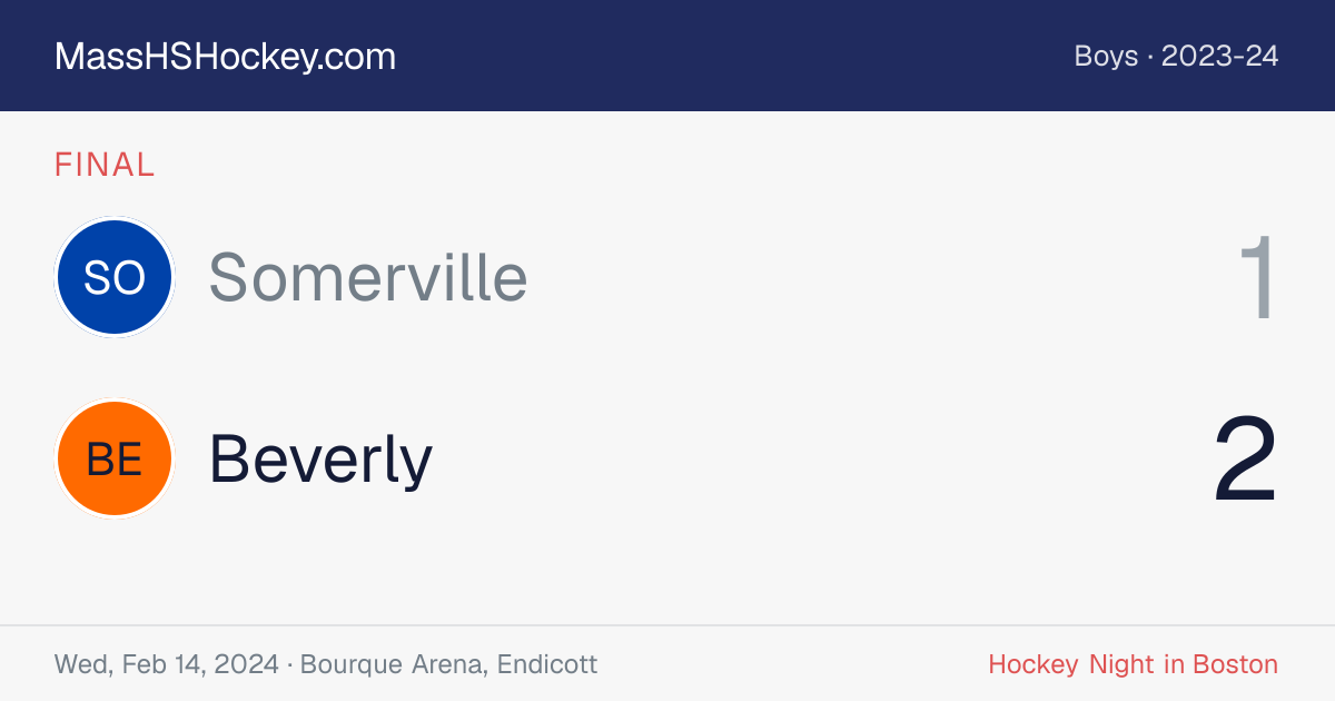 Somerville at Beverly score card