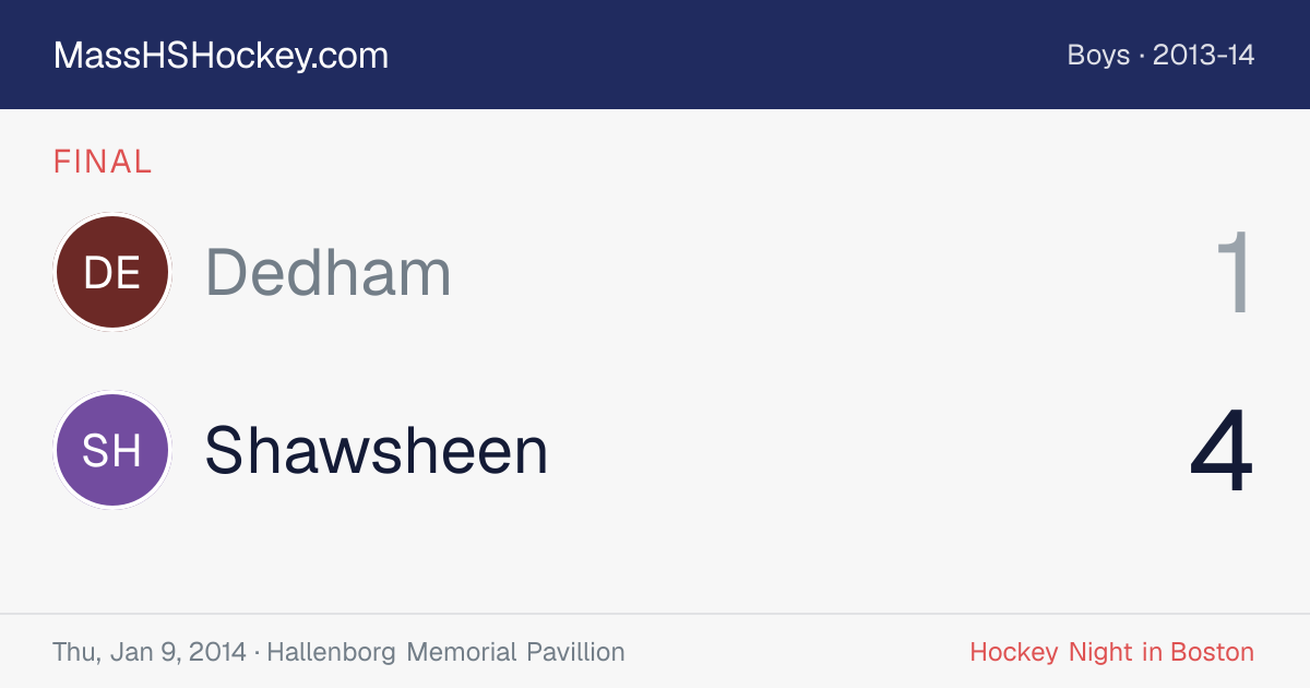 Dedham at Shawsheen score card