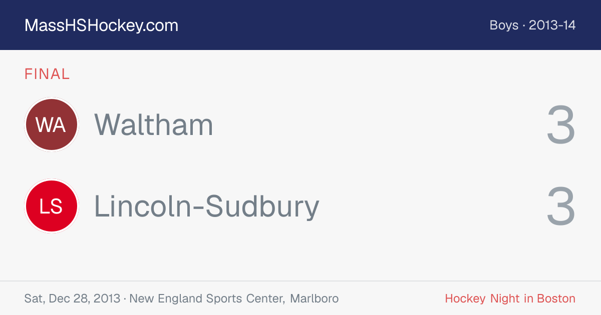 Waltham at Lincoln-Sudbury score card