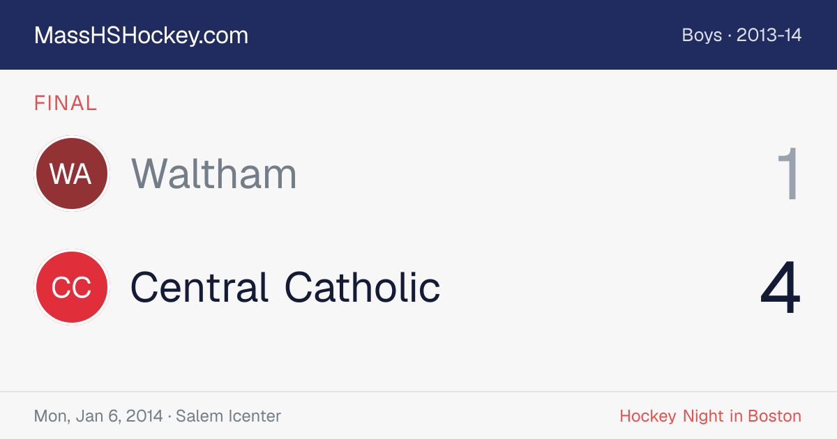 Waltham at Central Catholic score card