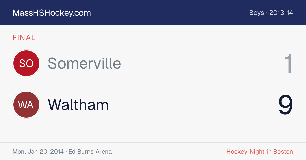 Somerville at Waltham score card