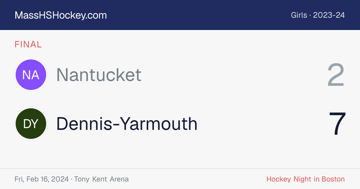 Nantucket at Dennis-Yarmouth score card