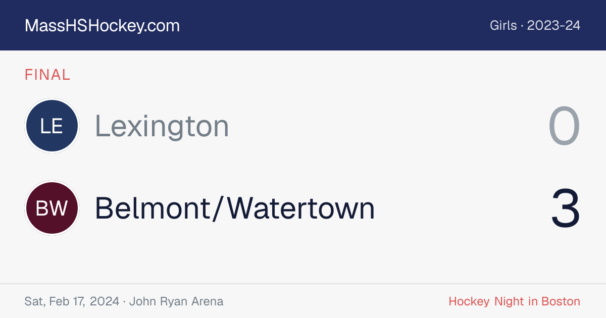 Lexington at Belmont/Watertown score card