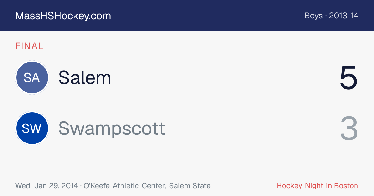 Salem at Swampscott score card