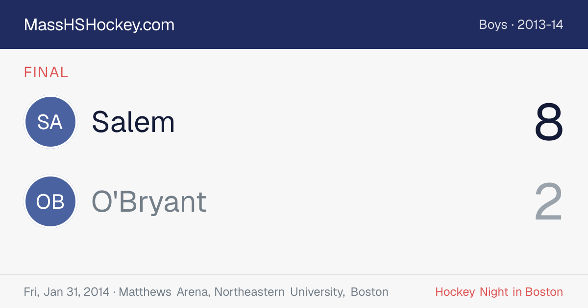 Salem at O'Bryant score card