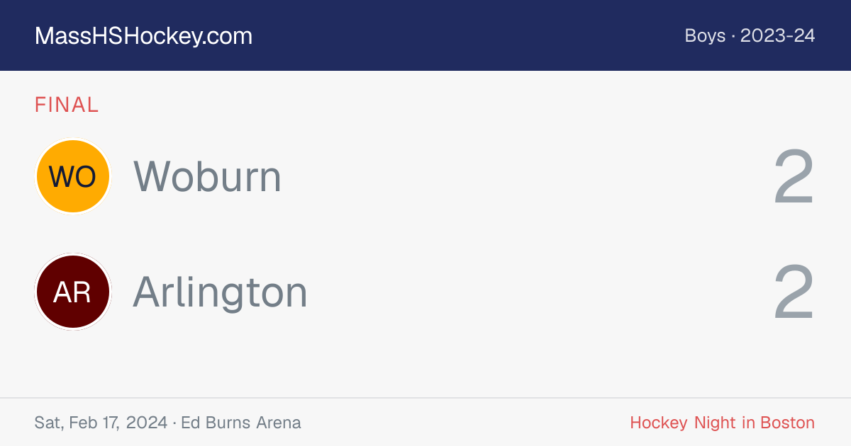 Woburn at Arlington score card