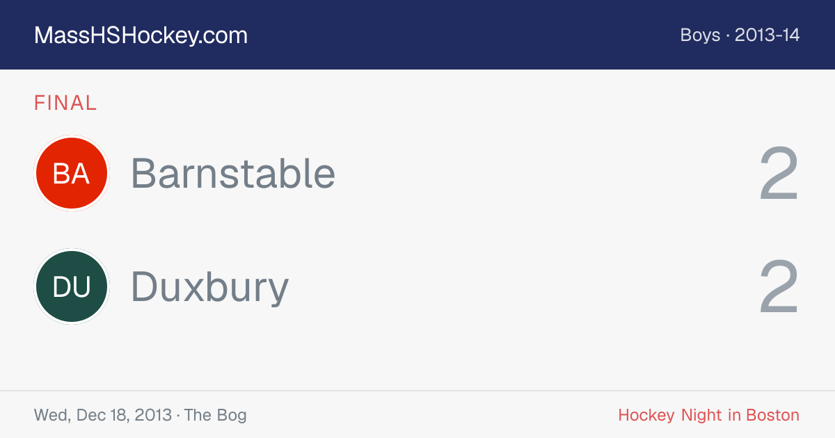 Barnstable at Duxbury score card