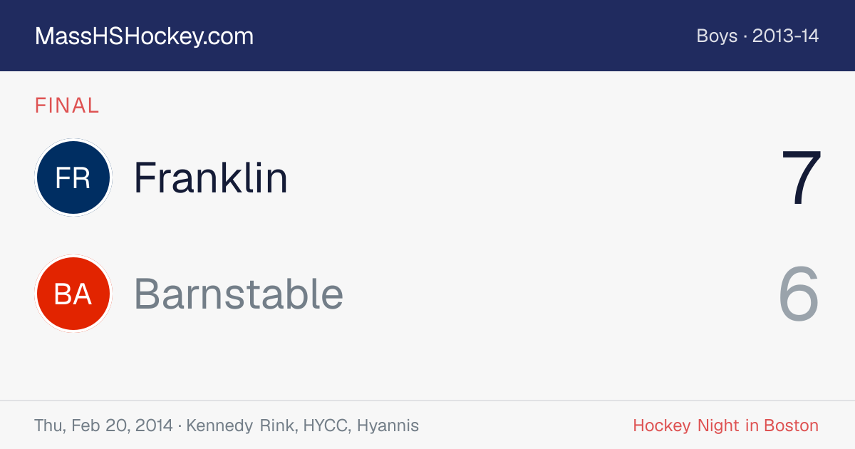 Franklin at Barnstable score card