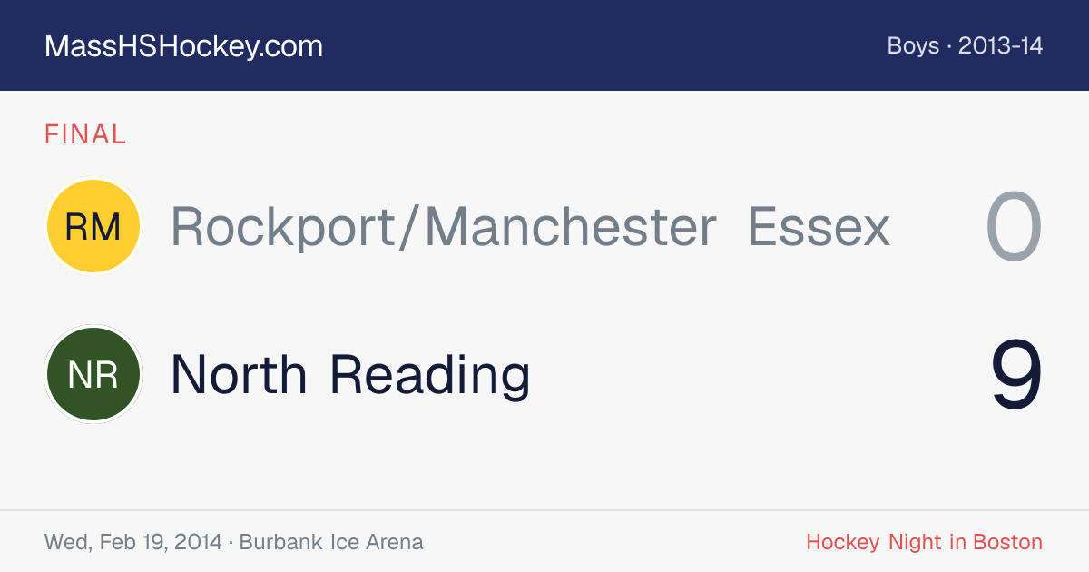 Rockport/Manchester Essex at North Reading score card