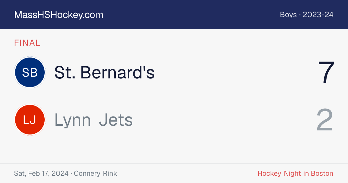 St. Bernard's at Lynn Jets score card