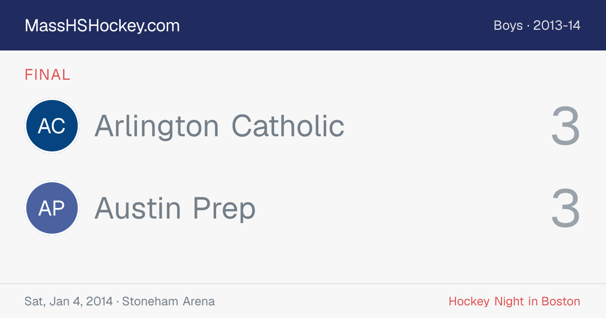Arlington Catholic at Austin Prep score card