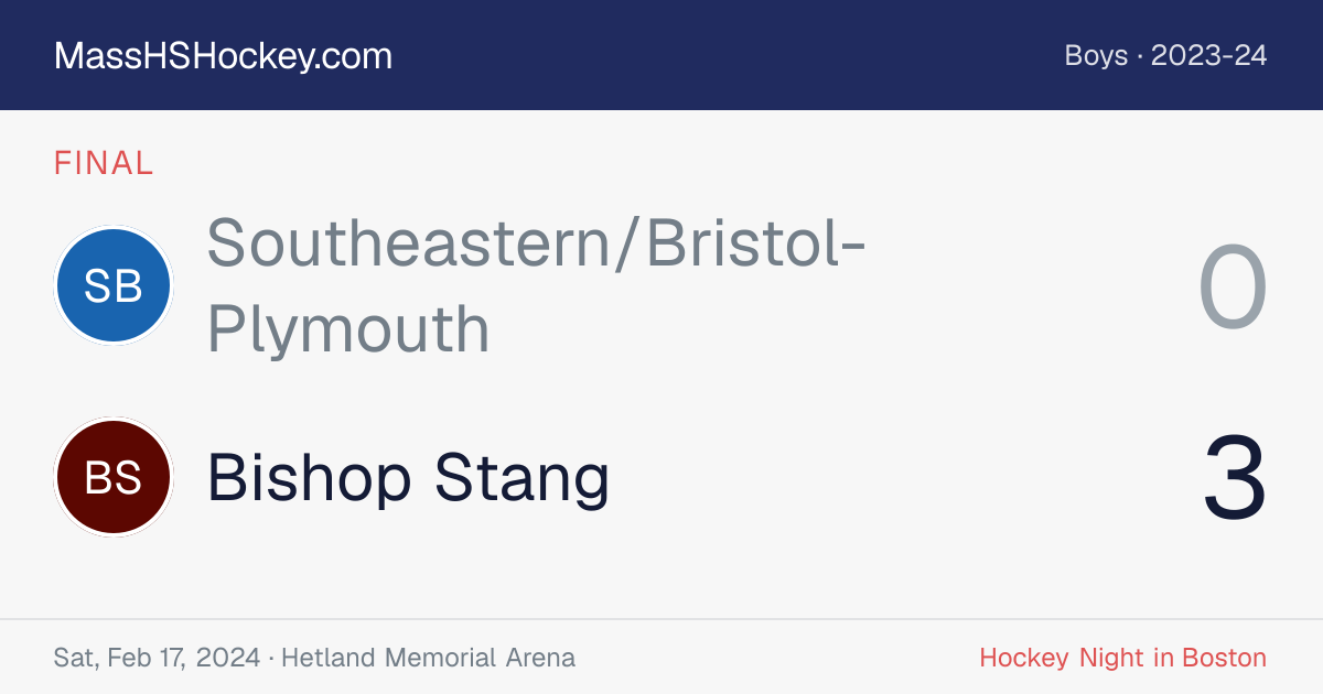 Southeastern/Bristol-Plymouth at Bishop Stang score card