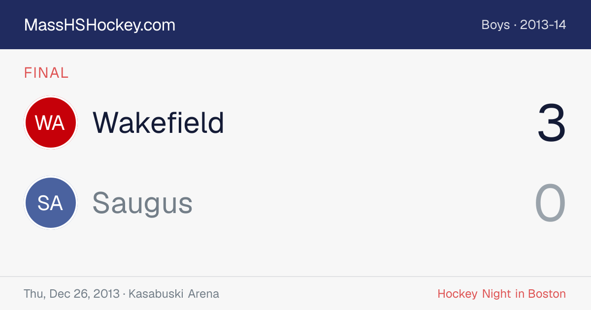 Wakefield at Saugus score card