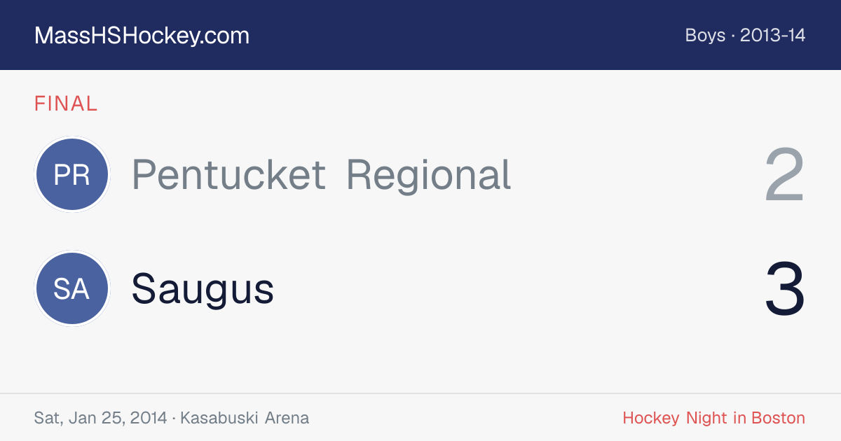 Pentucket Regional at Saugus score card