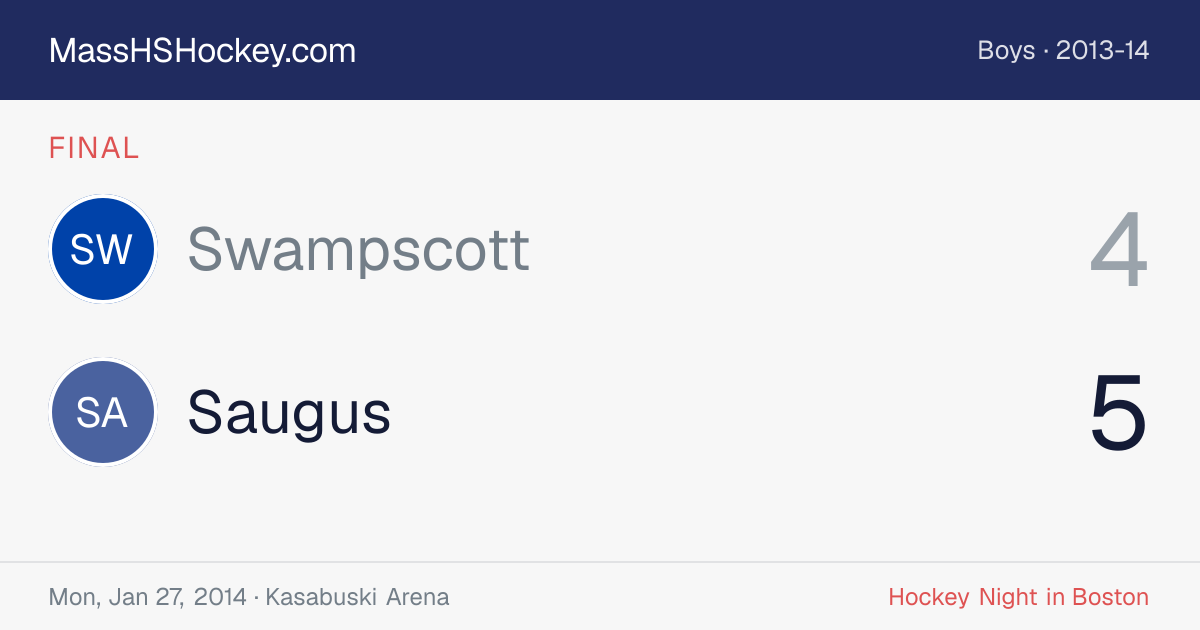 Swampscott at Saugus score card